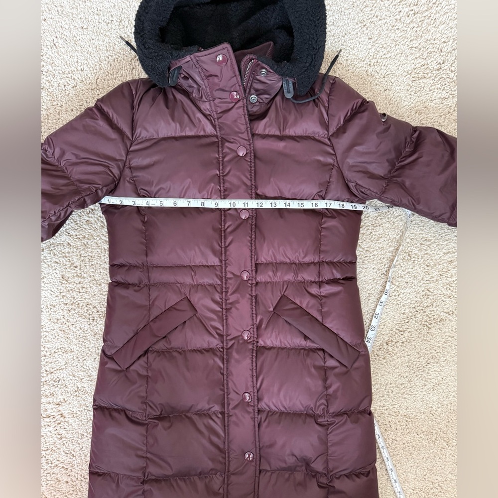 Coach Down Puffer Coat Long Hooded | Faux Fur Trim | Plum | Size Small | - Picture 12 of 16